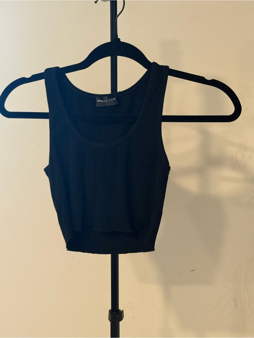 White Fox Boutique Black Ribbed Crop Tank